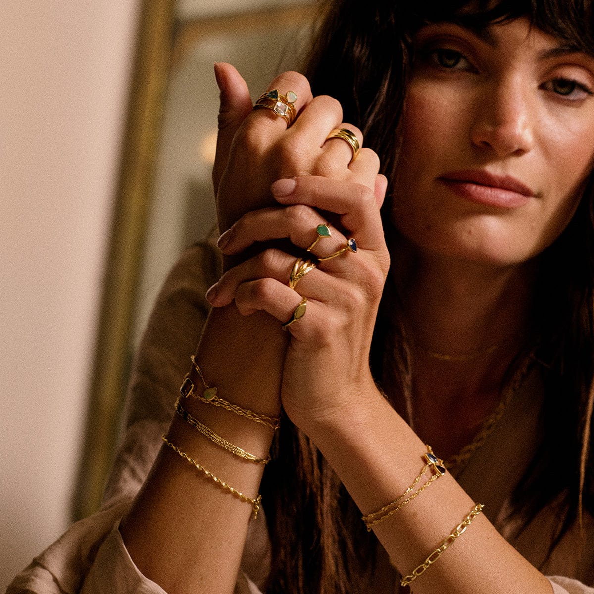 Emerald May Birthstone Ring 18ct Gold Plate