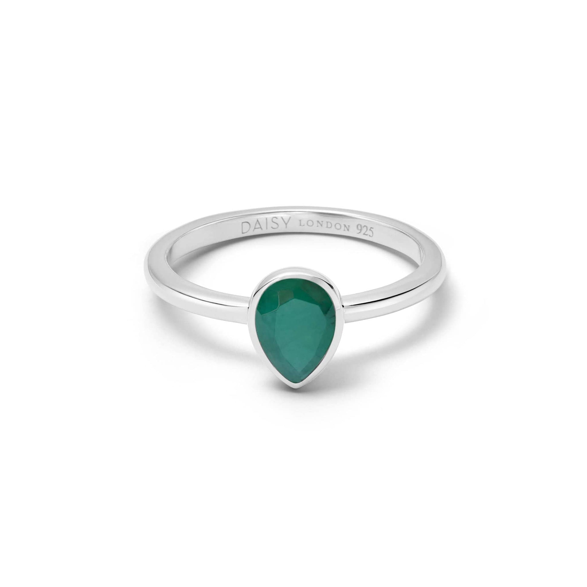Emerald May Birthstone Ring Sterling Silver
