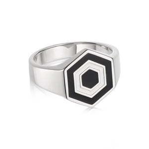 Enamel Hexagon Signet Ring Sterling Silver recommended