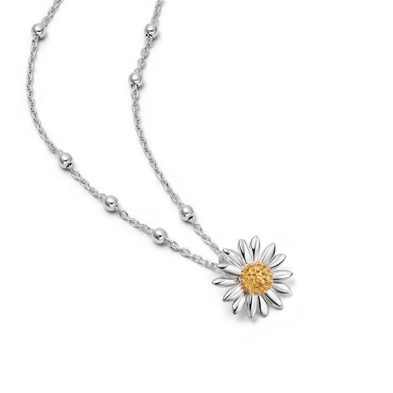 Small English Daisy Necklace Sterling Silver