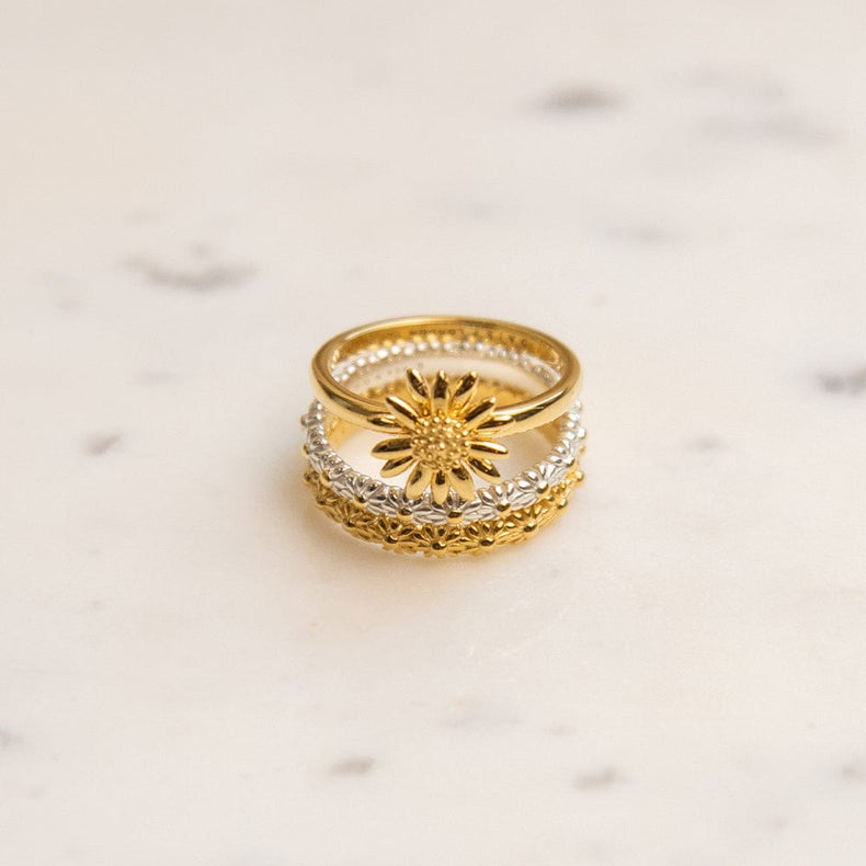 English Daisy Ring 18ct Gold Plate