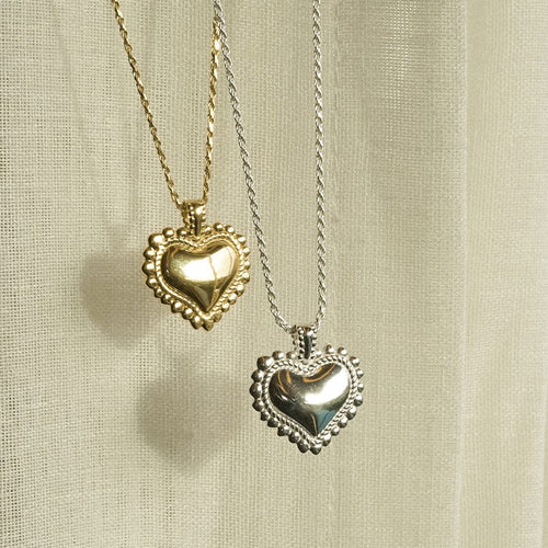 Engravable Bobble Heart Necklace Sterling Silver