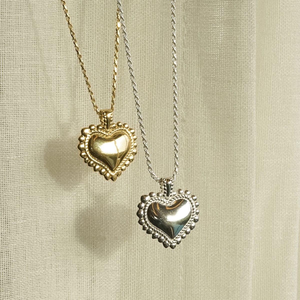 Engravable Bobble Heart Necklace Sterling Silver