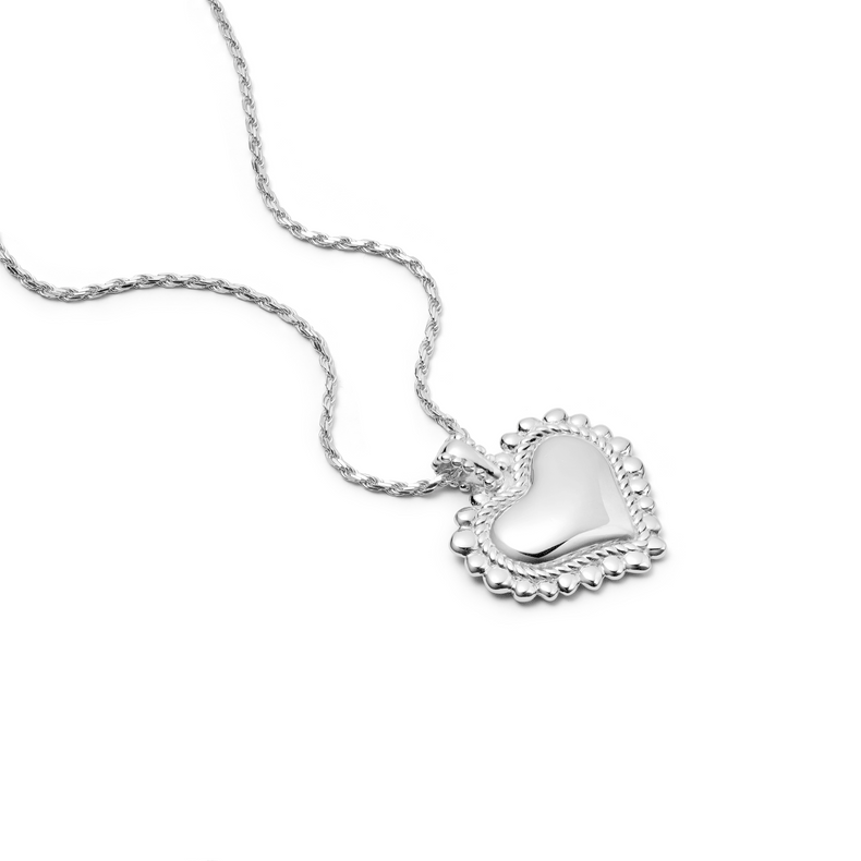 Engravable Bobble Heart Necklace Sterling Silver