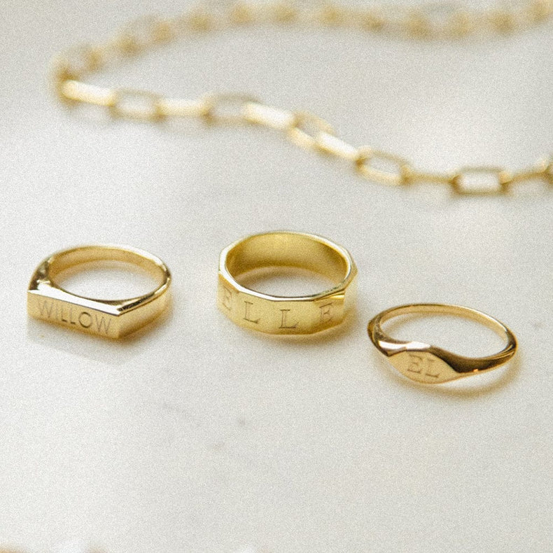 Engravable Geometric Band Ring 18ct Gold Plate