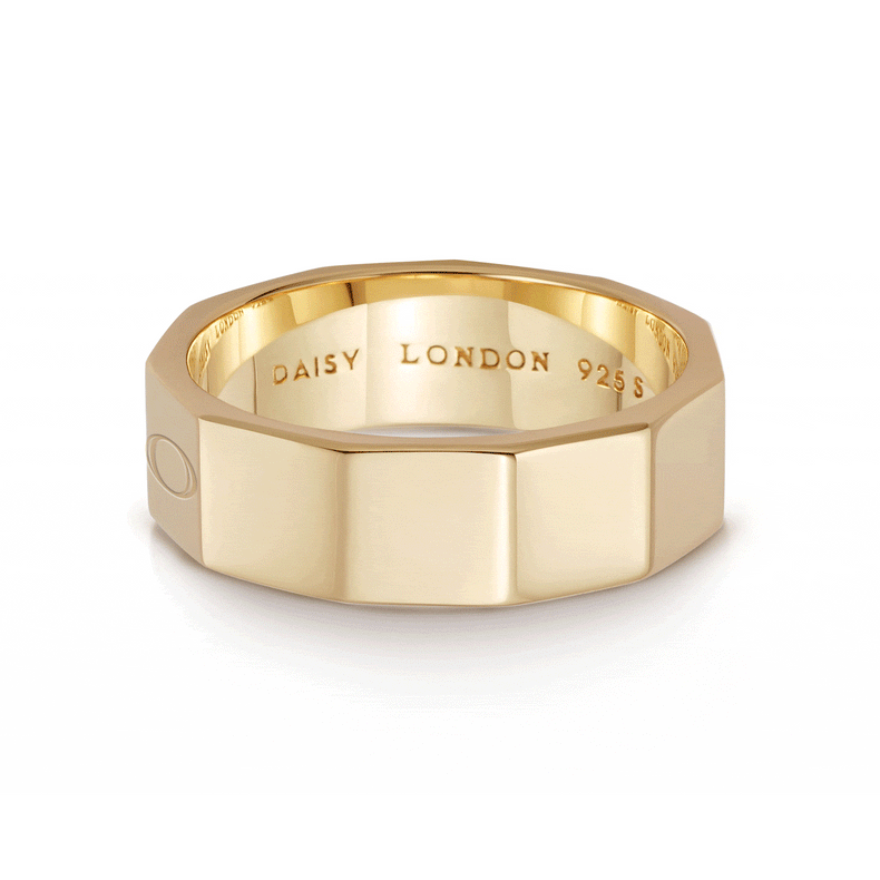 Engravable Geometric Band Ring 18ct Gold Plate recommended
