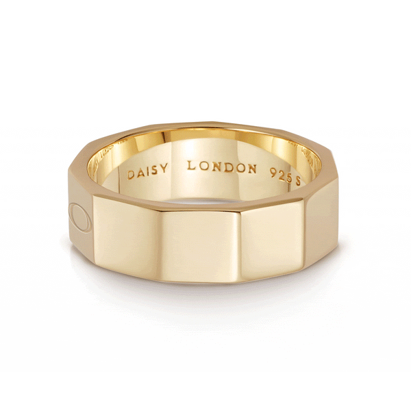 Engravable Geometric Band Ring 18ct Gold Plate Daisy London