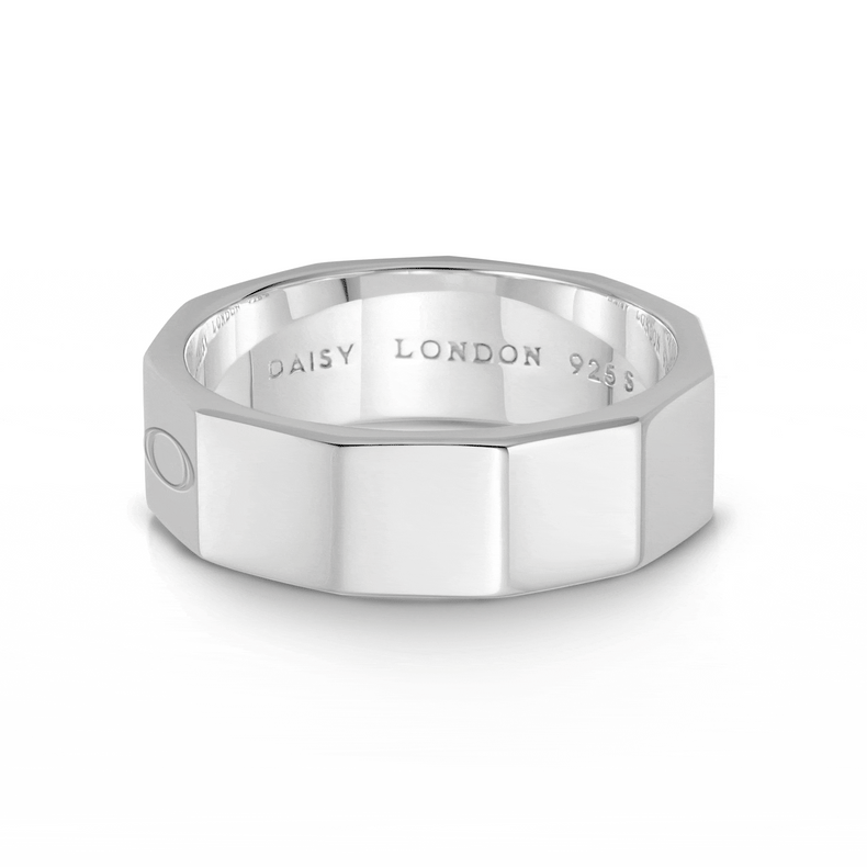 Engravable Geometric Band Ring Sterling Silver