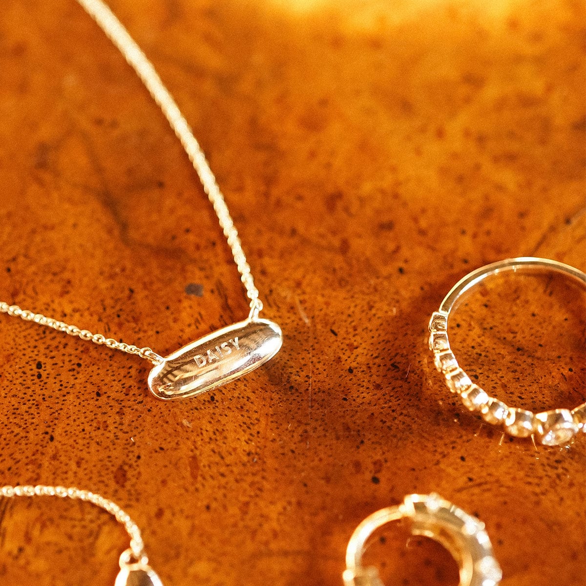 Engravable Pebble Necklace 9ct Solid Gold