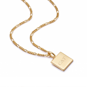 Engravable Square Pendant Necklace 18ct Gold Plate recommended
