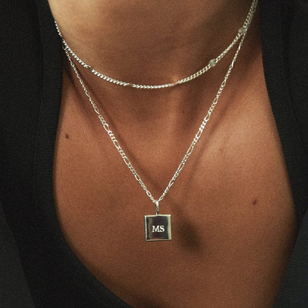 Engravable Square Pendant Necklace Sterling Silver recommended