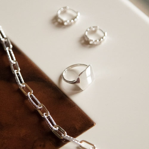 Polly Engravable Square Signet Ring Sterling Silver