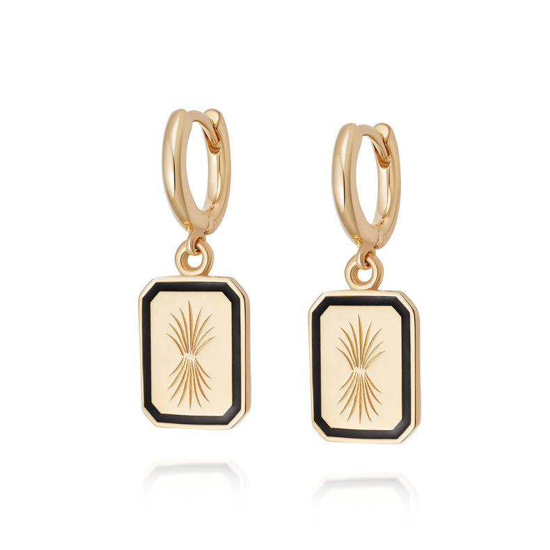 Engraved Enamel Drop Earrings 18ct Gold Plate recommended