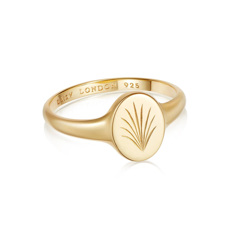 Engraved Palm Signet Ring 18ct Gold Plate recommended