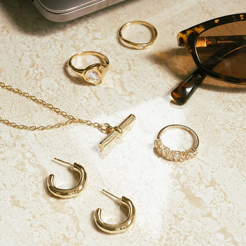 Estée Lalonde Chunky Organic Hoop Earrings 18ct Gold Plate