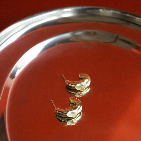 Estée Lalonde Chunky Sapphire Hoop Earrings 18ct Gold Plate recommended