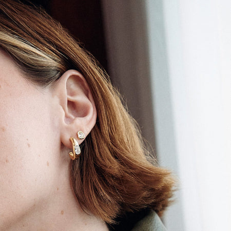 Estée Lalonde Chunky Sapphire Hoop Earrings 18ct Gold Plate recommended