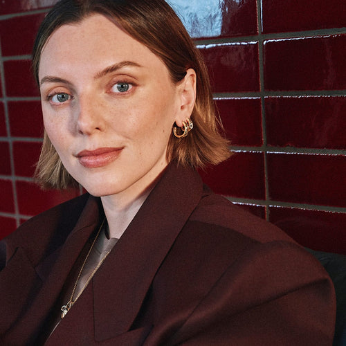 Estée Lalonde Chunky Sapphire Hoop Earrings 18ct Gold Plate