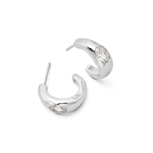 Estée Lalonde Chunky Sapphire Hoop Earrings Sterling Silver