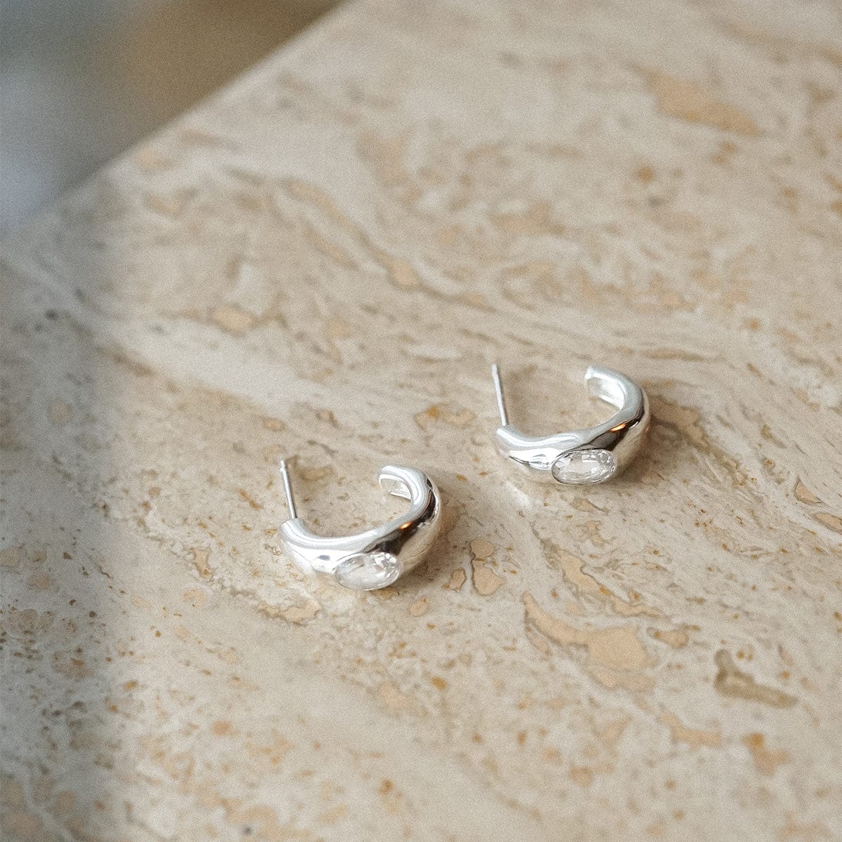 Estée Lalonde Chunky Sapphire Hoop Earrings Sterling Silver