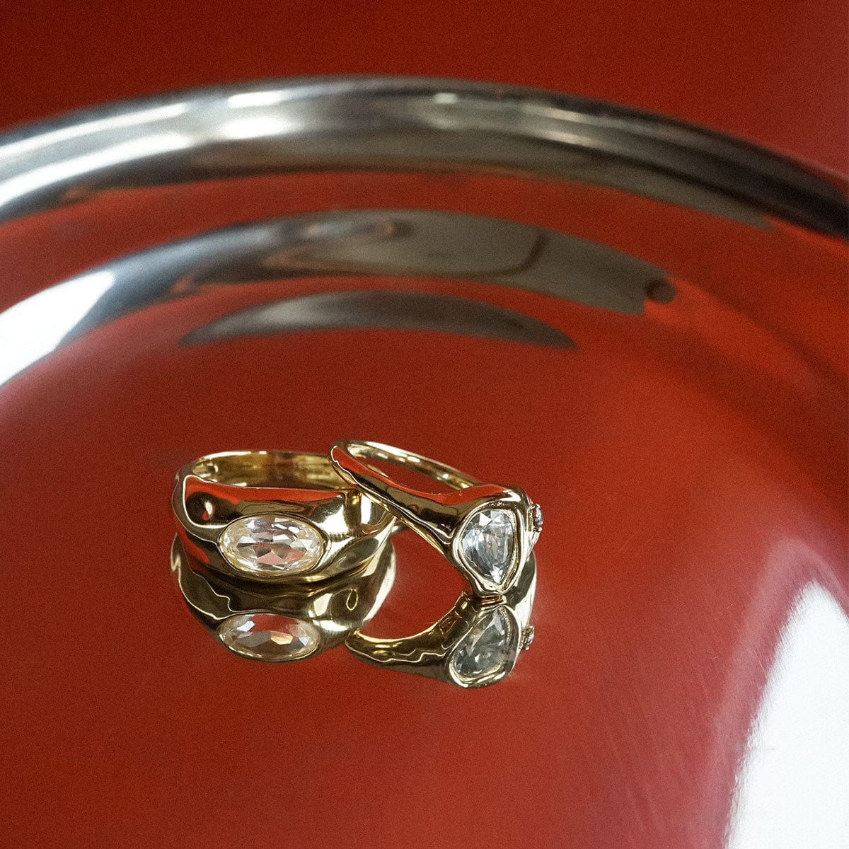 Estée Lalonde Chunky Sapphire Ring 18ct Gold Plate