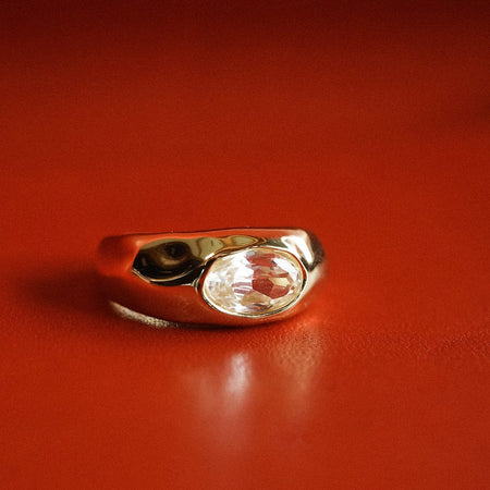 Estée Lalonde Chunky Sapphire Ring 18ct Gold Plate recommended