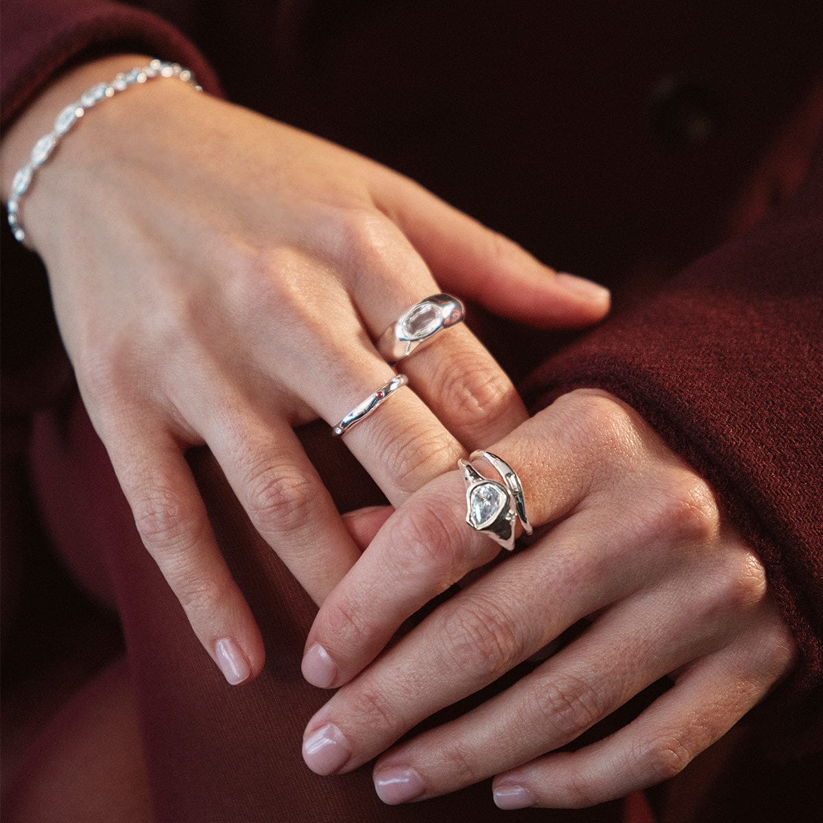 Estée Lalonde Chunky Sapphire Ring Sterling Silver
