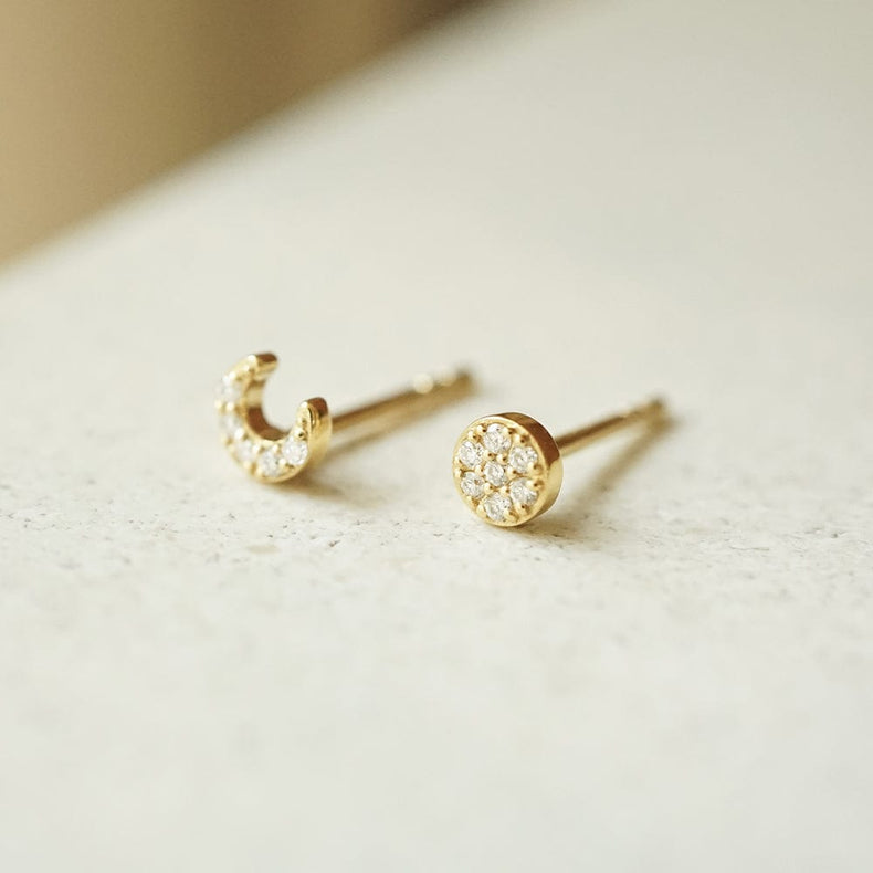Estée Lalonde Fine Diamond Luna Stud Earrings 14ct Solid Gold