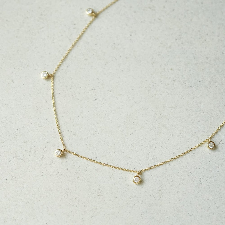 Estée Lalonde Fine Diamond Station Necklace 14ct Solid Gold