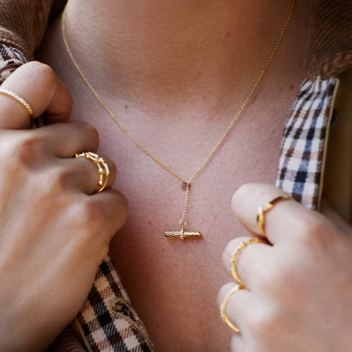 Estée Lalonde Fine Diamond T Bar Necklace 14ct Solid Gold