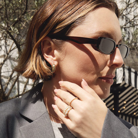 Estée Lalonde Chunky Hoops & Fine Pavé Huggie Earring Stack recommended