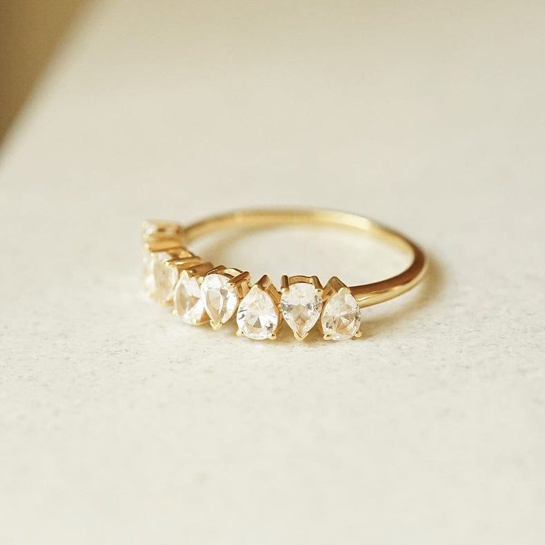 Estée Lalonde Fine Pear Sapphire Ring 14ct Solid Gold