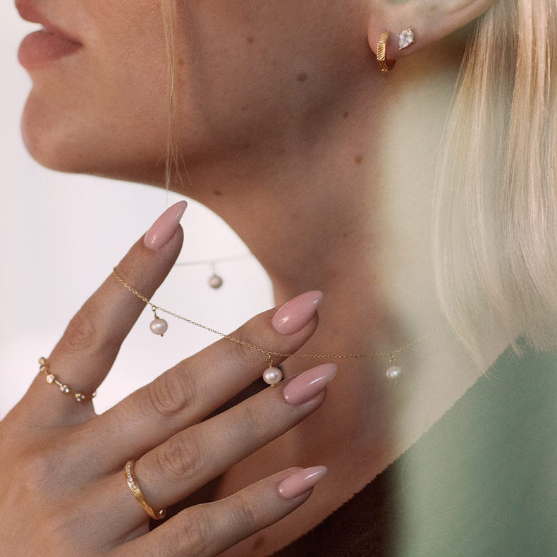 Estée Lalonde Fine Pearl Station Necklace 14ct Solid Gold