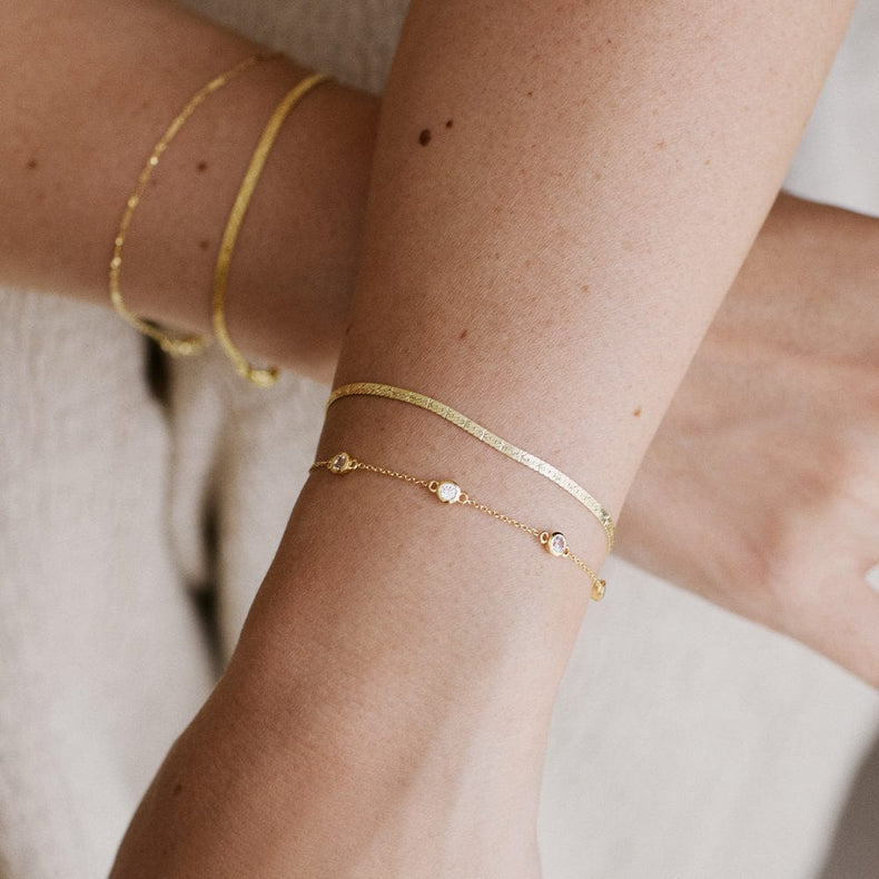 Estée Lalonde Fine Round Sapphire Station Bracelet 14ct Solid Gold