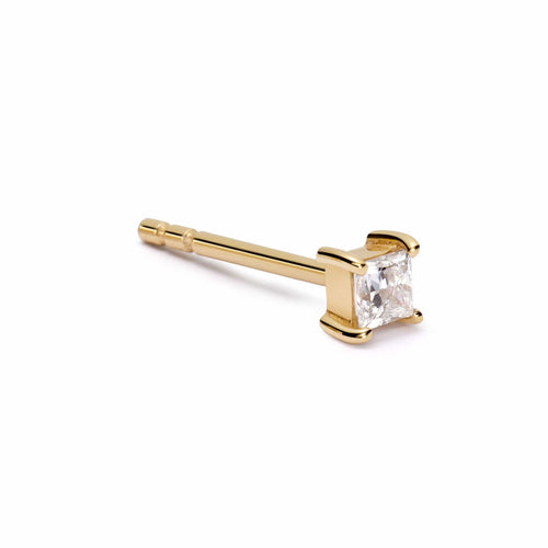 Estée Lalonde Fine Square Diamond Single Stud Earring 14ct Solid Gold
