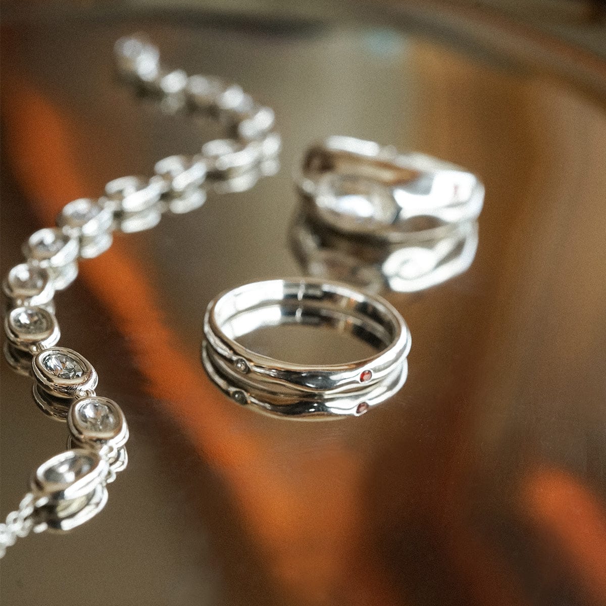 Estée Lalonde Garnet & Sapphire Band Ring Sterling Silver