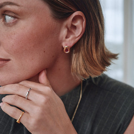 Estée Lalonde Garnet Teardrop Studs 18ct Gold Plate recommended