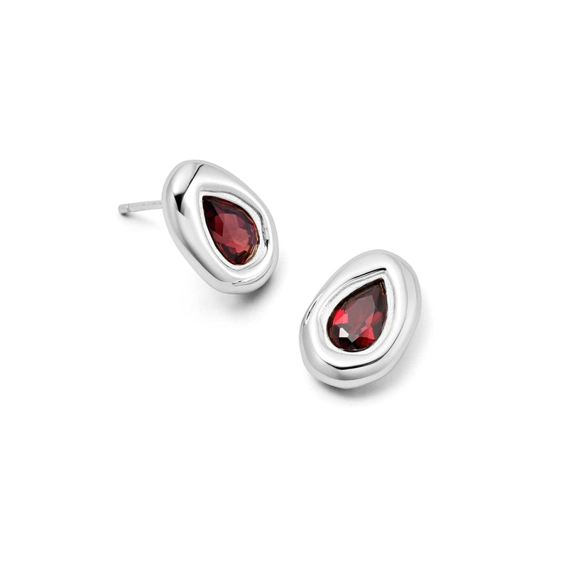 Estée Lalonde Garnet Teardrop Studs Sterling Silver