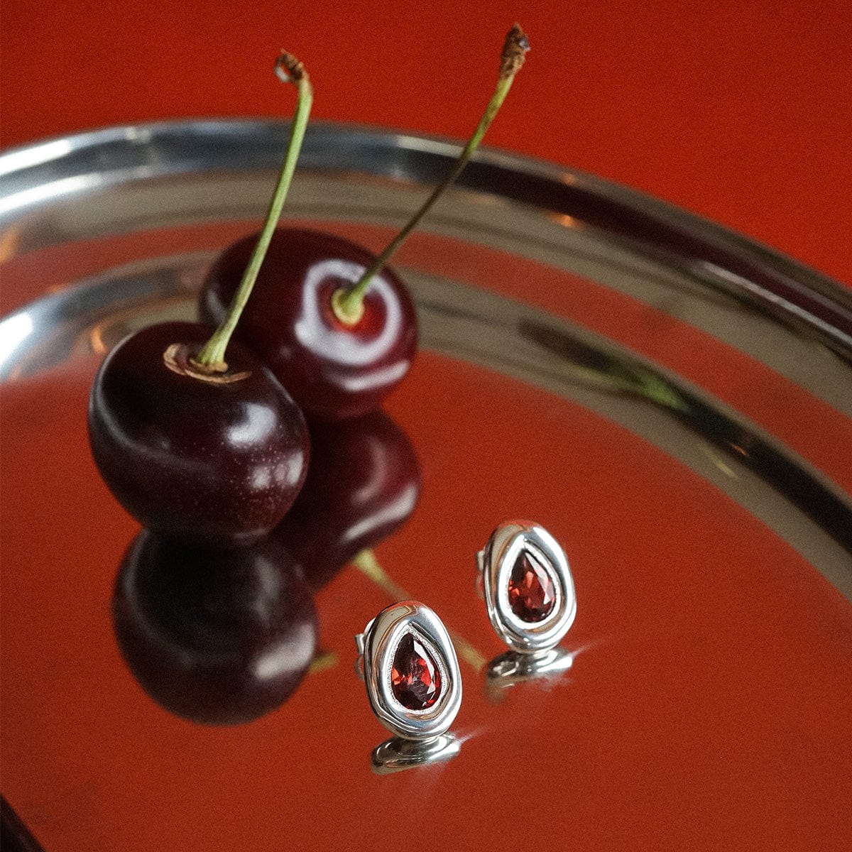 Estée Lalonde Garnet Teardrop Studs Sterling Silver