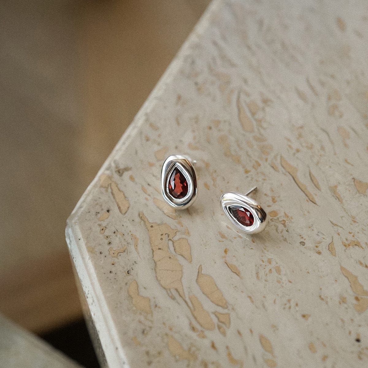 Estée Lalonde Garnet Teardrop Studs Sterling Silver