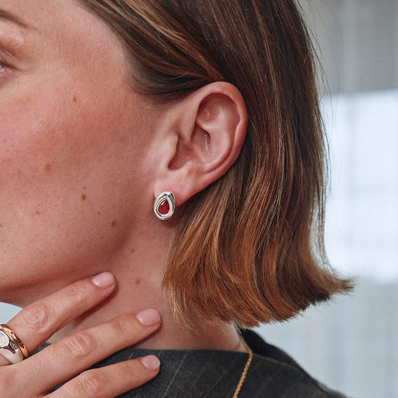 Estée Lalonde Garnet Teardrop Studs Sterling Silver