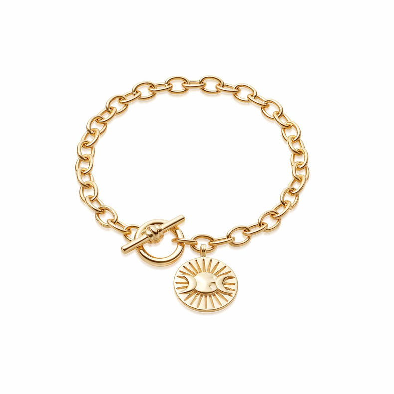Estée Lalonde Goddess Medallion T Bar Bracelet 18ct Gold Plate recommended