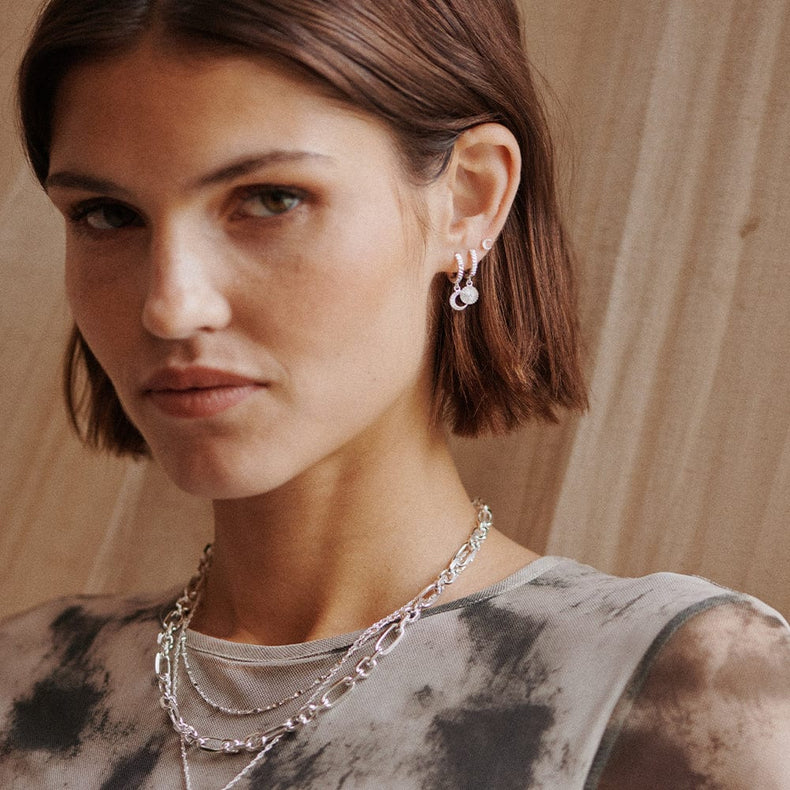 Estée Lalonde Luna Huggie Charm Earrings Sterling Silver