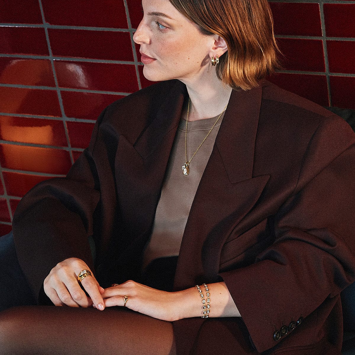 Estée Lalonde Sapphire Locket Necklace 18ct Gold Plate