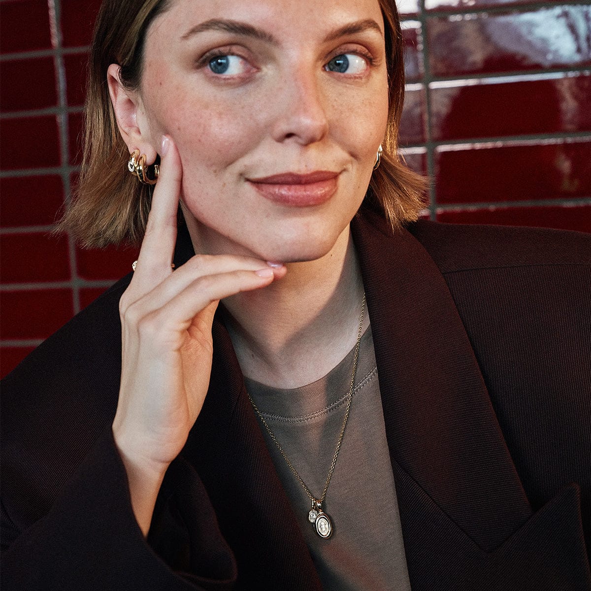 Estée Lalonde Sapphire Locket Necklace 18ct Gold Plate