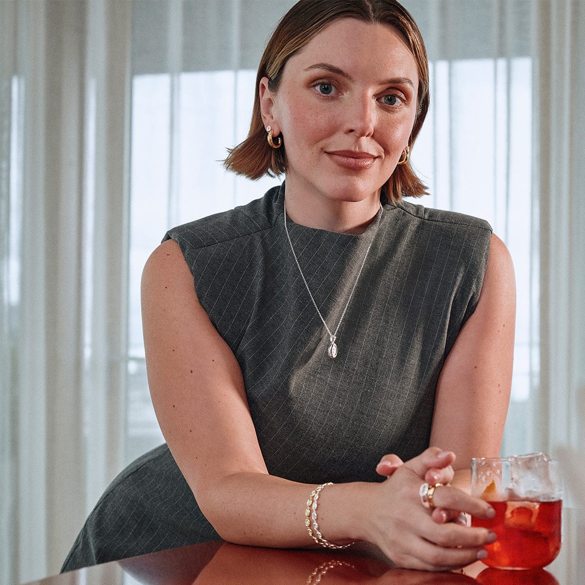 Estée Lalonde Sapphire Locket Necklace Sterling Silver