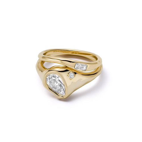 Estée Lalonde Sapphire Organic Ring Stack 18ct Gold Plate