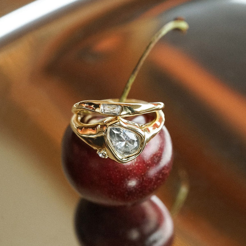 Estée Lalonde Sapphire Organic Ring Stack 18ct Gold Plate