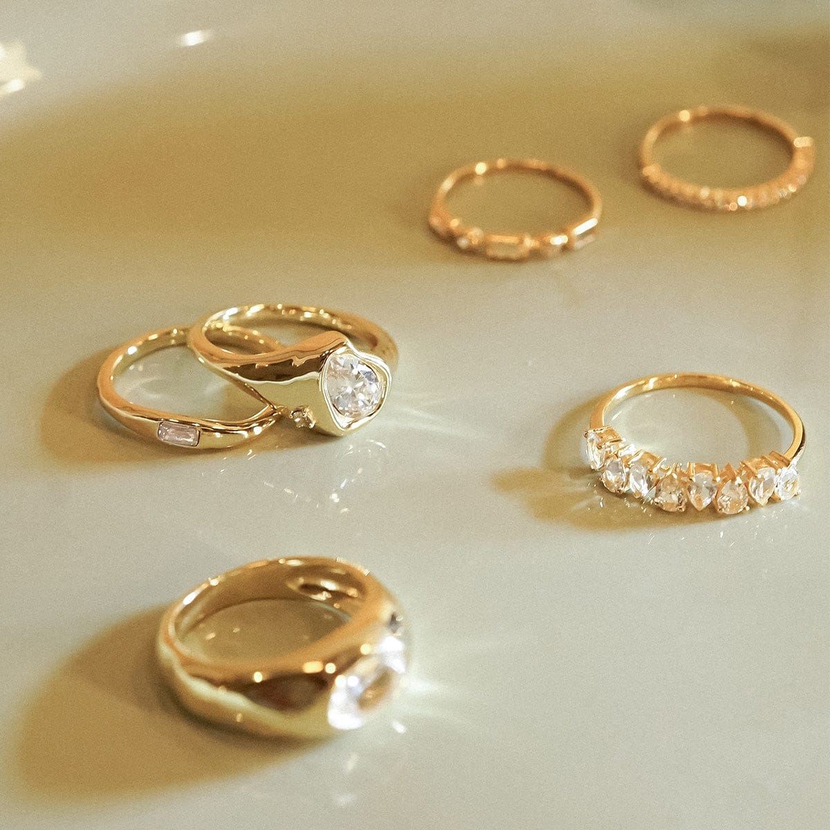 Estée Lalonde Sapphire Organic Ring Stack 18ct Gold Plate