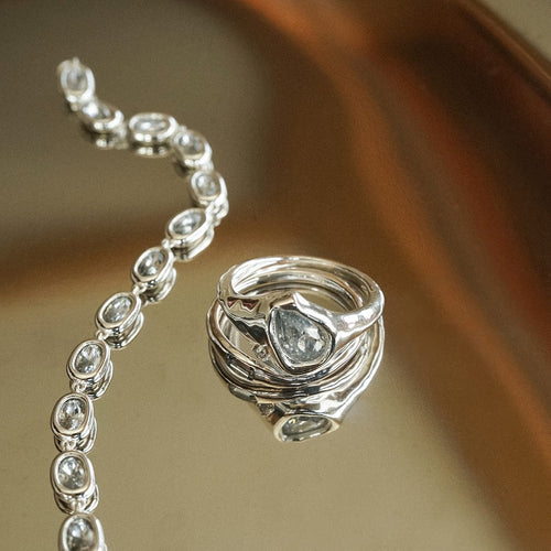 Estée Lalonde Sapphire Organic Ring Stack Sterling Silver